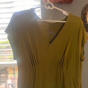 Olive Green V-Neck Dress